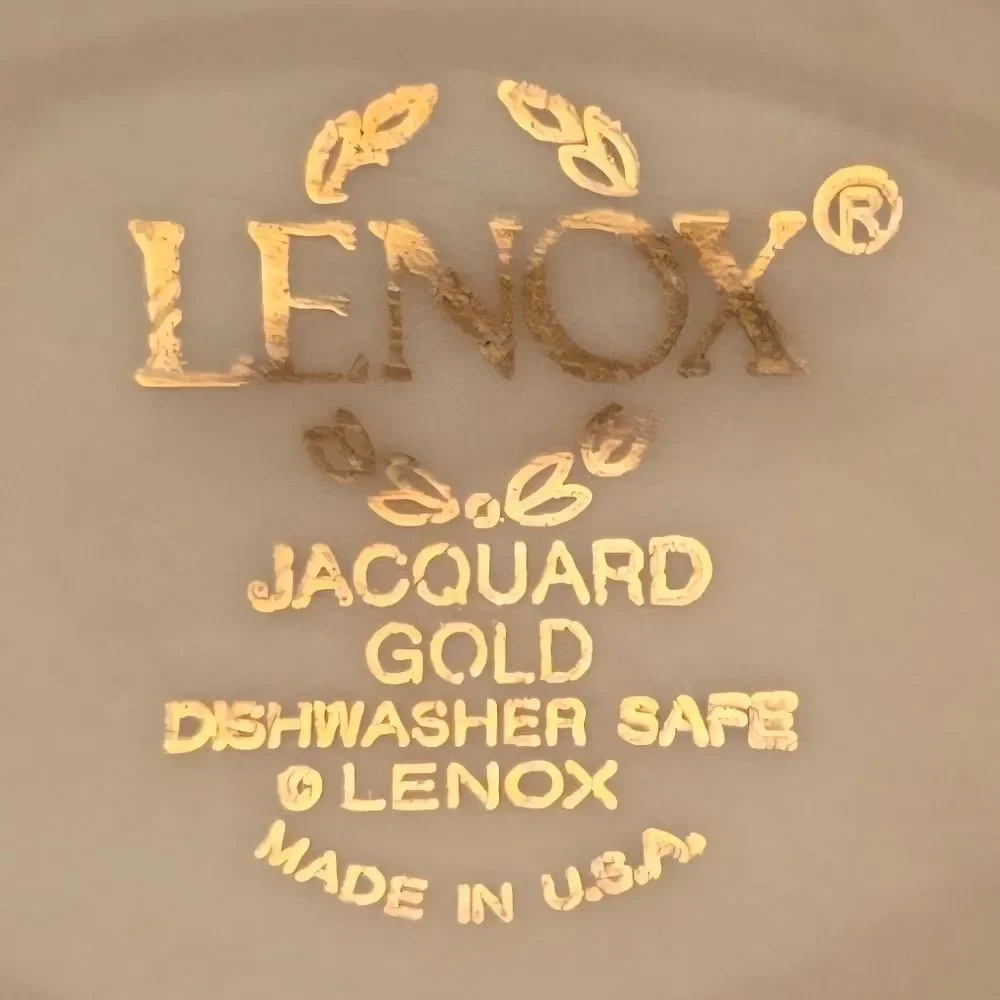 ❤️🎄🛍VINTAGE LENOX JACQUARD GOLD CHINA 5 PIECE PLACE SETTING
